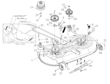 Deck Diagram and Parts List for ZT1-42KH (17CS010)(2019) Cub Cadet Lawn Tractor